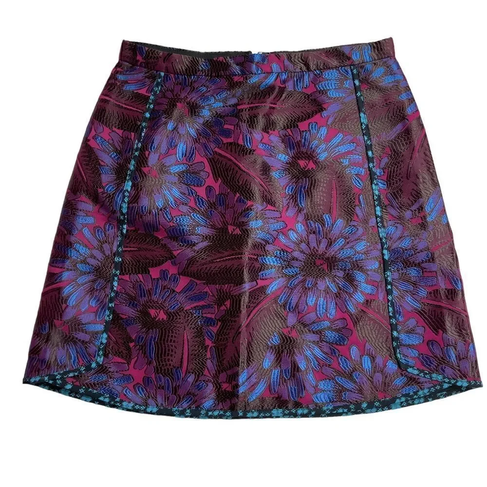 J. Crew Floral Jacquard Mini Skirt‎ Size 4 Purple Midnight Embroidered NWT